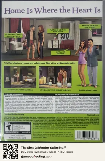 The Sims 3: Master Suite Stuff Computer, NTSC box back