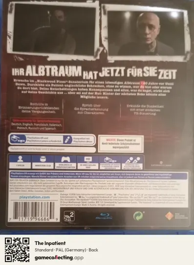 The Inpatient PlayStation 4, Germany box back