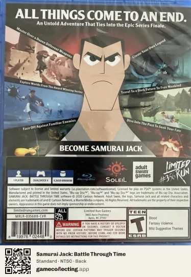 Samurai Jack: Battle Through Time PlayStation 4, NTSC box back