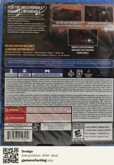 Dredge PlayStation 4, NTSC box back