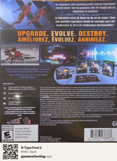 R-Type Final 2 Xbox Series X, NTSC box back