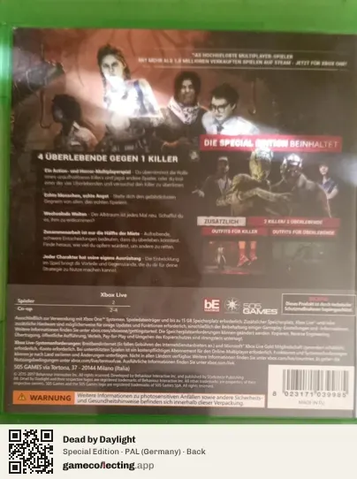 Dead by Daylight Xbox One, Germany box back