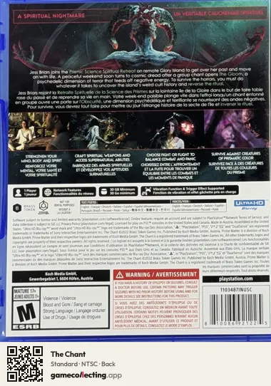 The Chant PlayStation 5, NTSC box back