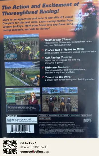 G1 Jockey 3 PlayStation 2, NTSC box back