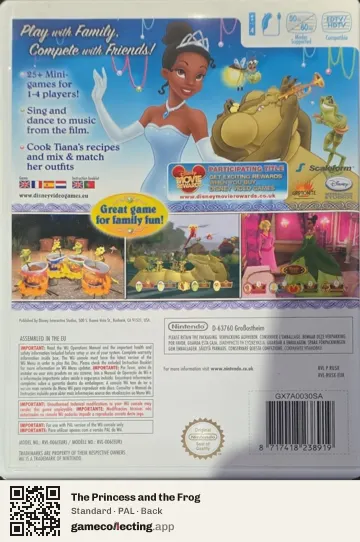 The Princess and the Frog Nintendo Wii, PAL box back