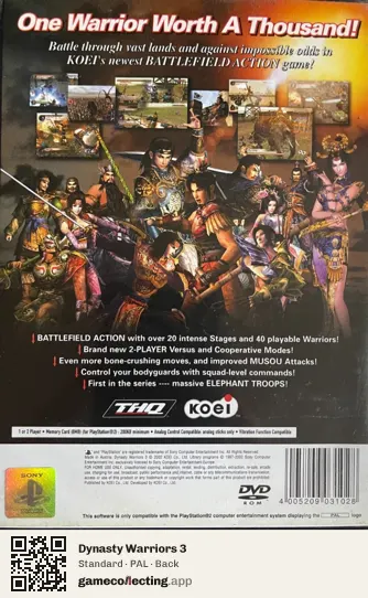 Dynasty Warriors 3 PlayStation 2, PAL box back