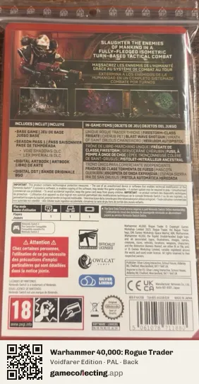 Warhammer 40,000: Rogue Trader Nintendo Switch 2, PAL box back