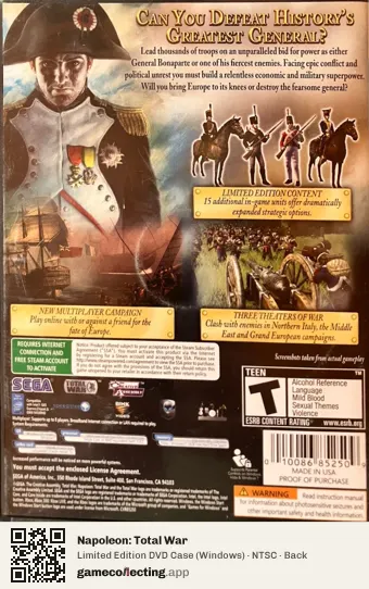 Napoleon: Total War Computer, NTSC box back