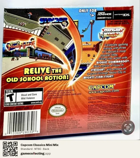 Capcom Classics Mini Mix Game Boy Advance, NTSC box back