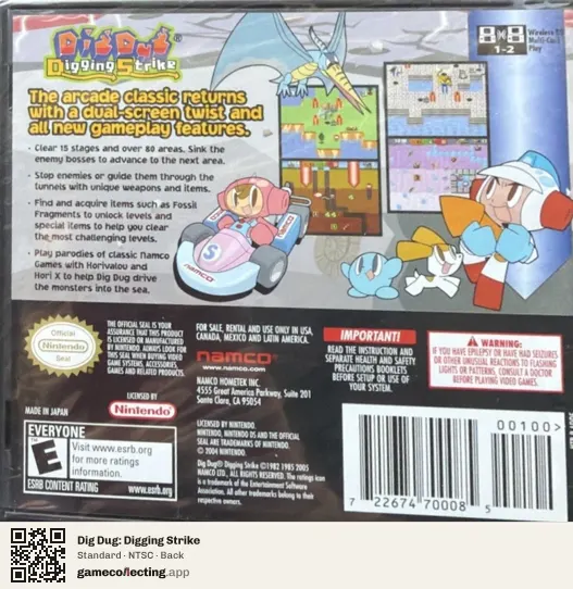 Dig Dug: Digging Strike Nintendo DS, NTSC box back
