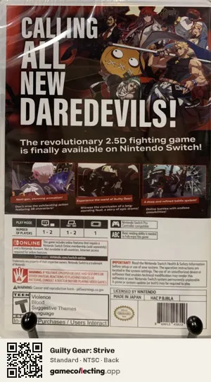 Guilty Gear: Strive Nintendo Switch, NTSC box back