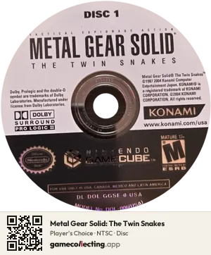 Metal Gear Solid: The Twin Snakes Nintendo GameCube, NTSC disc