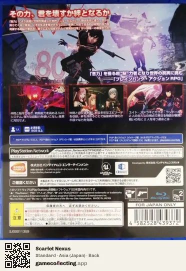 Scarlet Nexus PlayStation 4, Asia box back