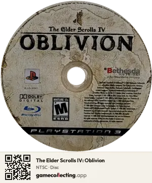 The Elder Scrolls IV: Oblivion PlayStation 3, NTSC disc