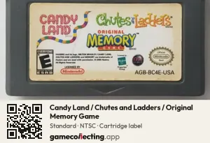 Candy Land / Chutes and Ladders / Original Memory Game Game Boy Advance, NTSC cartridge label