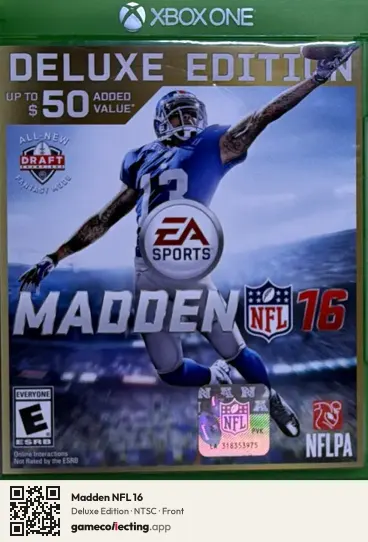 Madden NFL 16 Xbox One, NTSC box front