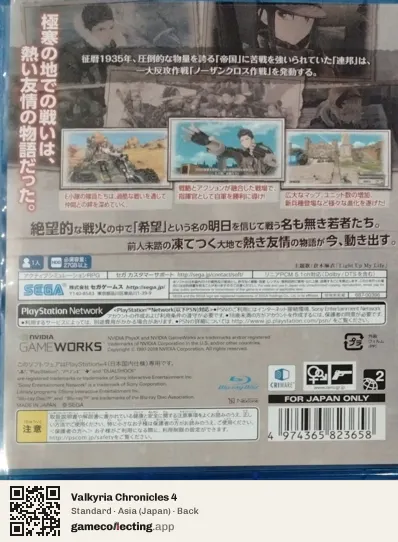Valkyria Chronicles 4 PlayStation 4, Japan box back