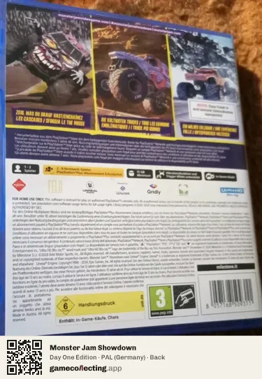 Monster Jam Showdown PlayStation 5, Germany box back