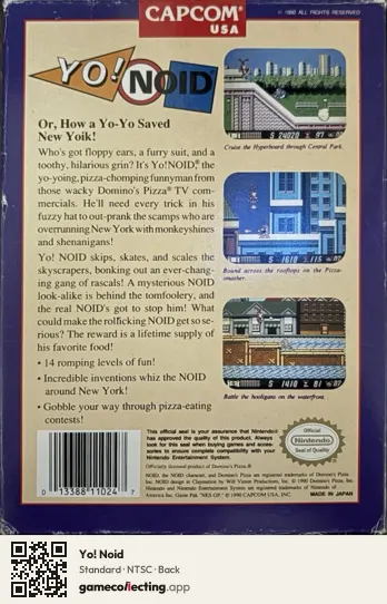 Yo! Noid Nintendo Entertainment System, NTSC box back