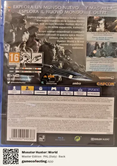 Monster Hunter: World PlayStation 4, Italy box back