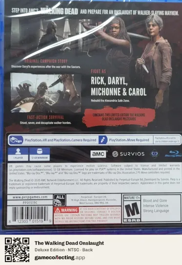 The Walking Dead Onslaught PlayStation 4, NTSC box back
