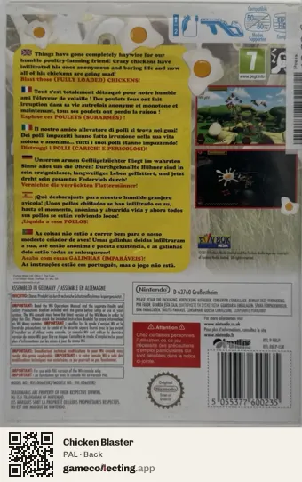 Chicken Blaster Nintendo Wii, PAL box back