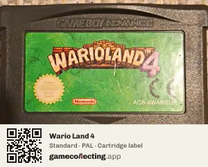Wario Land 4 Game Boy Advance, PAL cartridge label