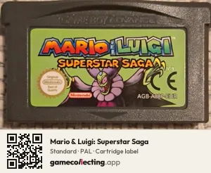 Mario & Luigi: Superstar Saga Game Boy Advance, PAL cartridge label