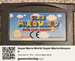 Super Mario World: Super Mario Advance 2 Game Boy Advance, PAL cartridge label