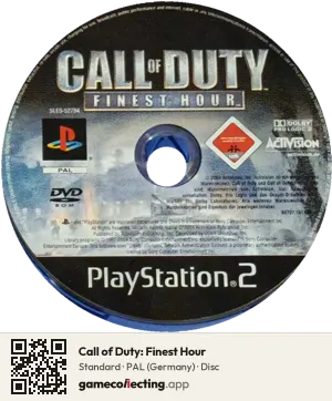 Call of Duty: Finest Hour PlayStation 2, PAL disc