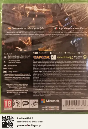 Resident Evil 4 Xbox Series X, Italy box back