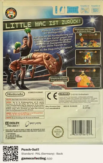 Punch-Out!! Nintendo Wii, Germany box back