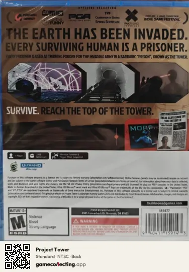 Project Tower PlayStation 5, NTSC box back