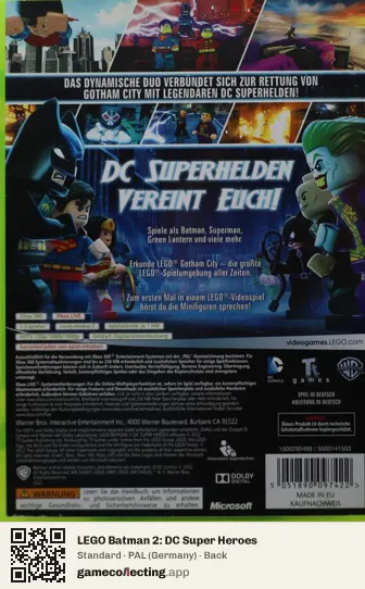 LEGO Batman 2: DC Super Heroes Xbox 360, Germany box back