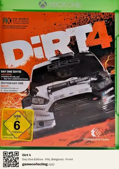 Dirt 4 Xbox One, Belgium box front