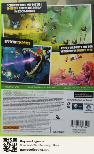 Rayman Legends Xbox 360, Germany box back