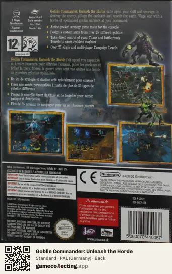 Goblin Commander: Unleash the Horde Nintendo GameCube, Germany box back