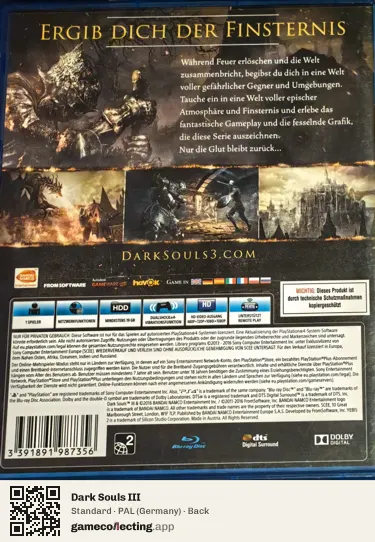Dark Souls III PlayStation 4, Germany box back