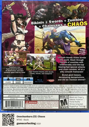 Onechanbara ZII: Chaos PlayStation 4, NTSC box back