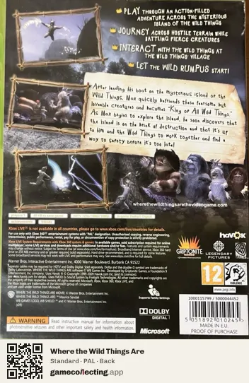 Where the Wild Things Are Xbox 360, PAL box back