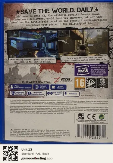 Unit 13 PlayStation Vita, PAL box back