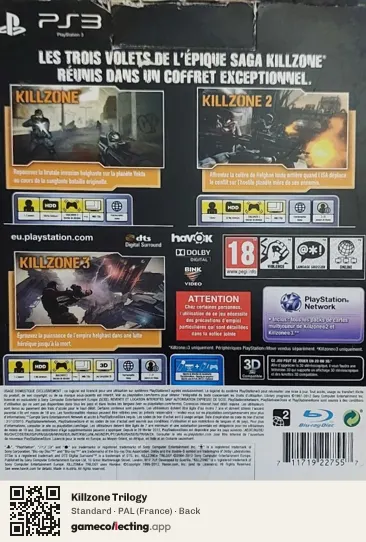 Killzone Trilogy PlayStation 3, France box back