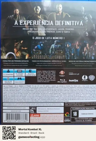 Mortal Kombat XL PlayStation 4, Brazil box back