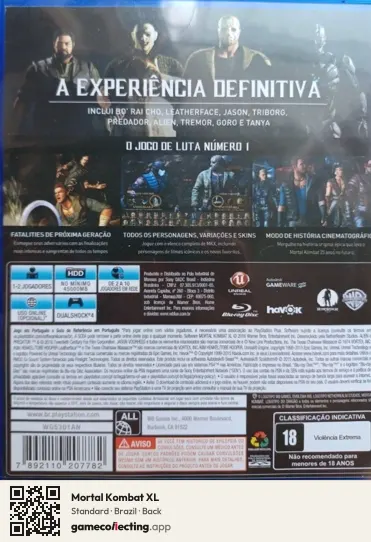 Mortal Kombat XL PlayStation 4, Brazil box back
