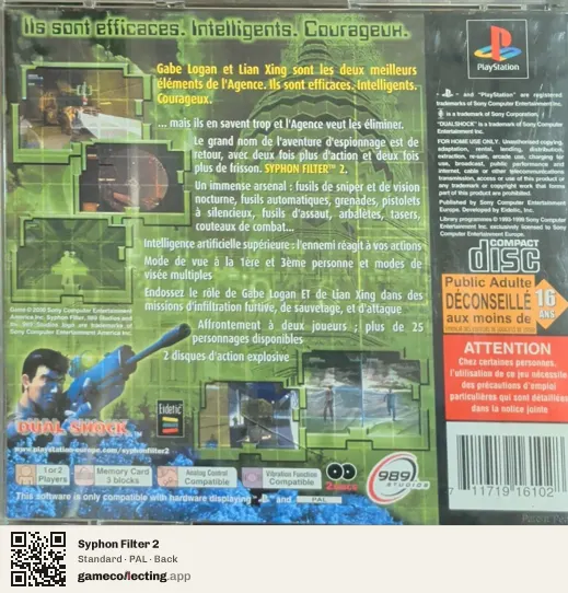 Syphon Filter 2 PlayStation, PAL box back