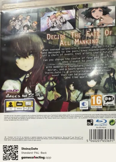 Steins;Gate PlayStation 3, PAL box back