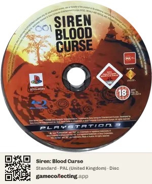 Siren: Blood Curse PlayStation 3, PAL disc