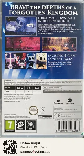 Hollow Knight Nintendo Switch, PAL box back