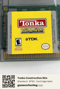 Tonka Construction Site Game Boy Color, NTSC cartridge label