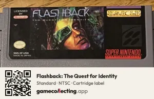Flashback: The Quest for Identity Super Nintendo Entertainment System, NTSC cartridge label